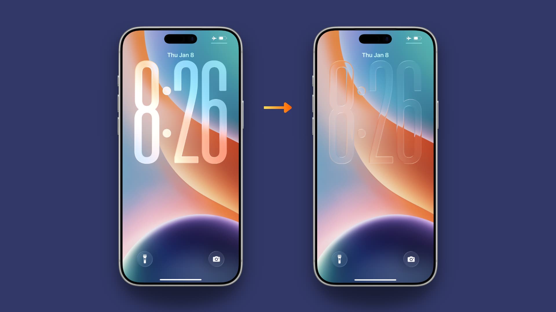 Ajusta la intensidad del reloj de tu pantalla de bloqueo con Liquid Glass en iOS 26
