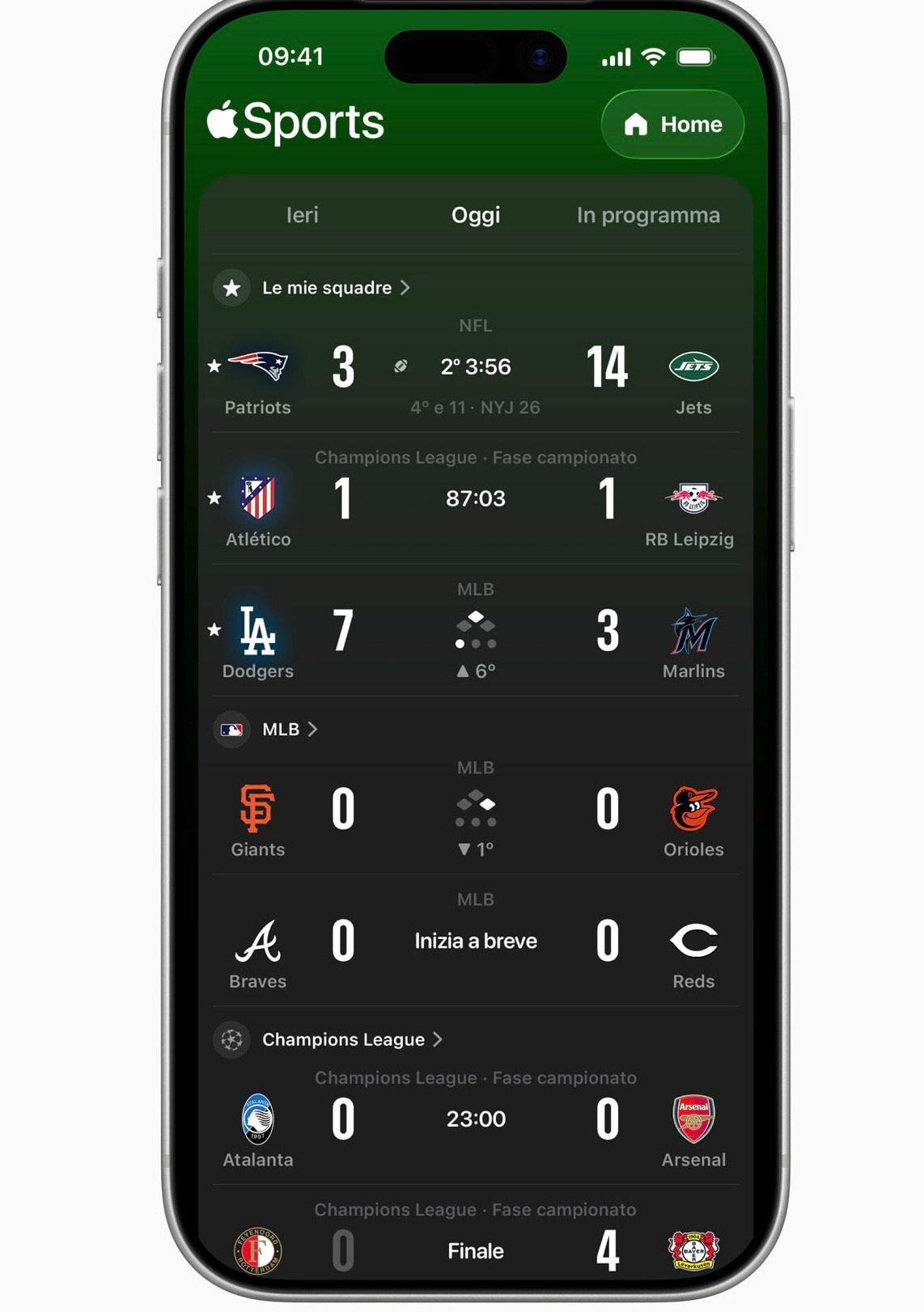 Apple Sports llega a Italia: resultados en tiempo real y estadísticas al alcance de tu mano