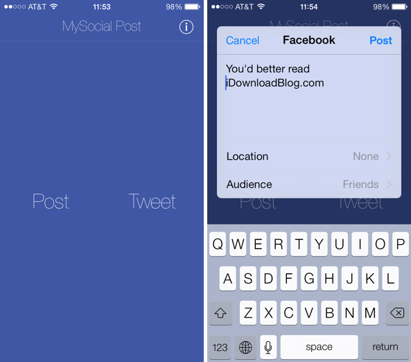 Cómo publicar rápidamente en Twitter o Facebook con iOS 7