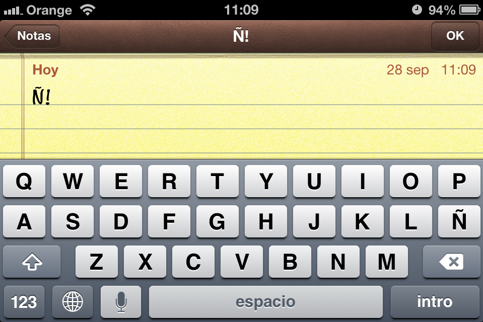 Poner tecla Ñ en el teclado de iPhone